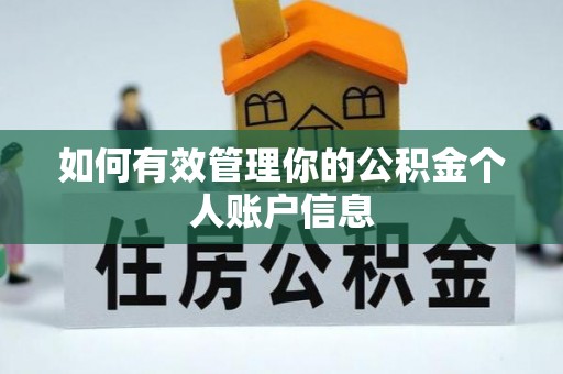 墨玉如何有效管理你的公积金个人账户信息