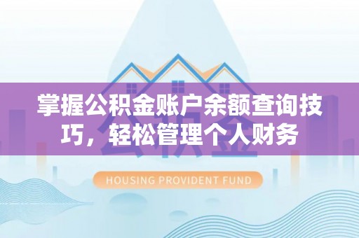 墨玉掌握公积金账户余额查询技巧，轻松管理个人财务